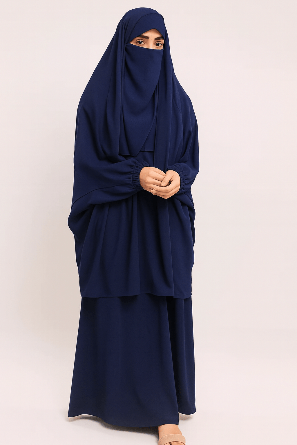 3 Piece Jilbab - Navy Blue - Amirah.pk