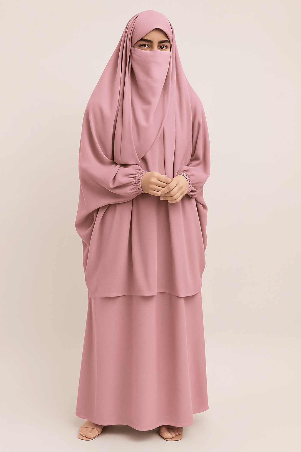 3 Piece Jilbab - Peach - Amirah.pk