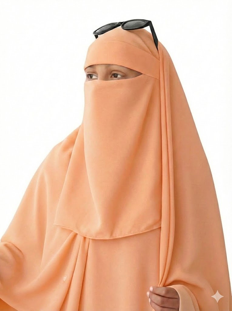 Saudi Hijab with Niqab - Peach