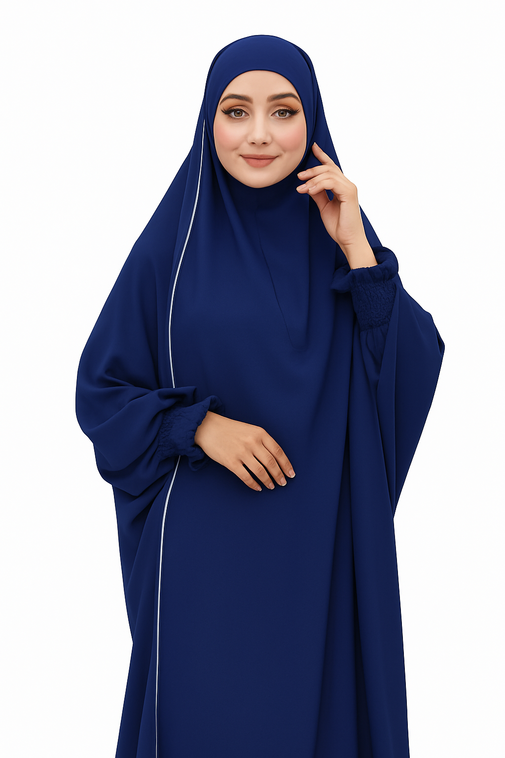 French Piping Jilbab - Navy Blue