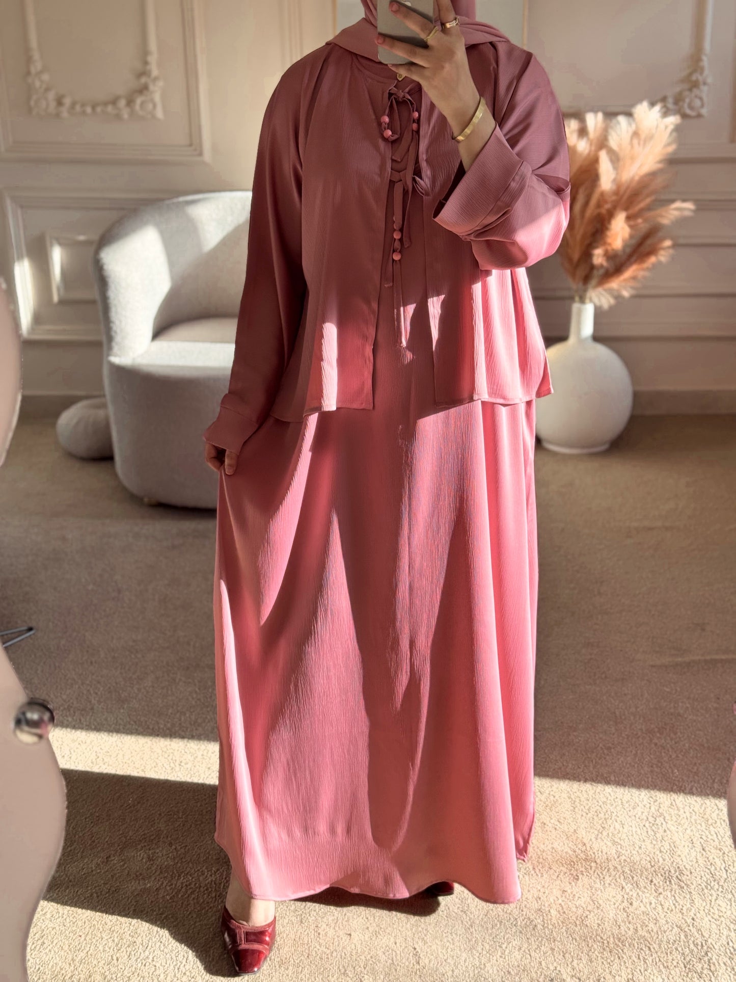 Overlay Abaya - Blush