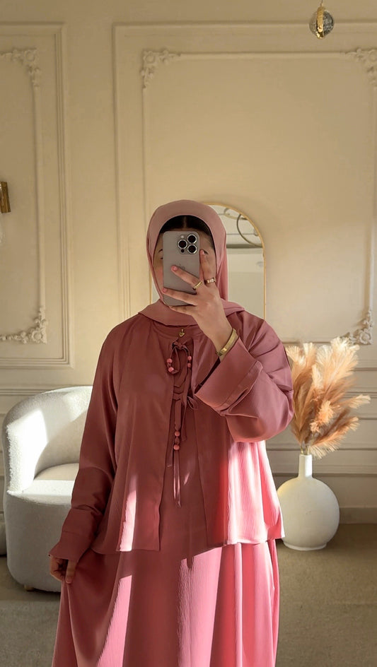 Overlay Abaya - Blush