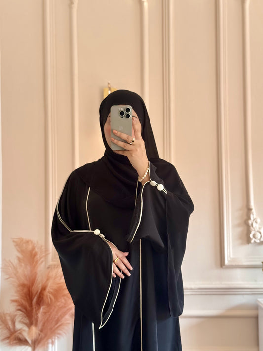 Piping Abaya - Black