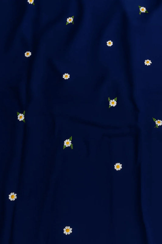 EMBROIDERED NAMAZ CHADDAR WITH SLEEVES - NAVY BLUE - Amirah.pk