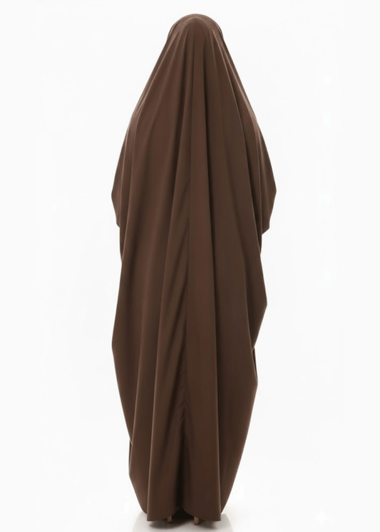 French Piping Jilbab - Brown - Amirah.pk
