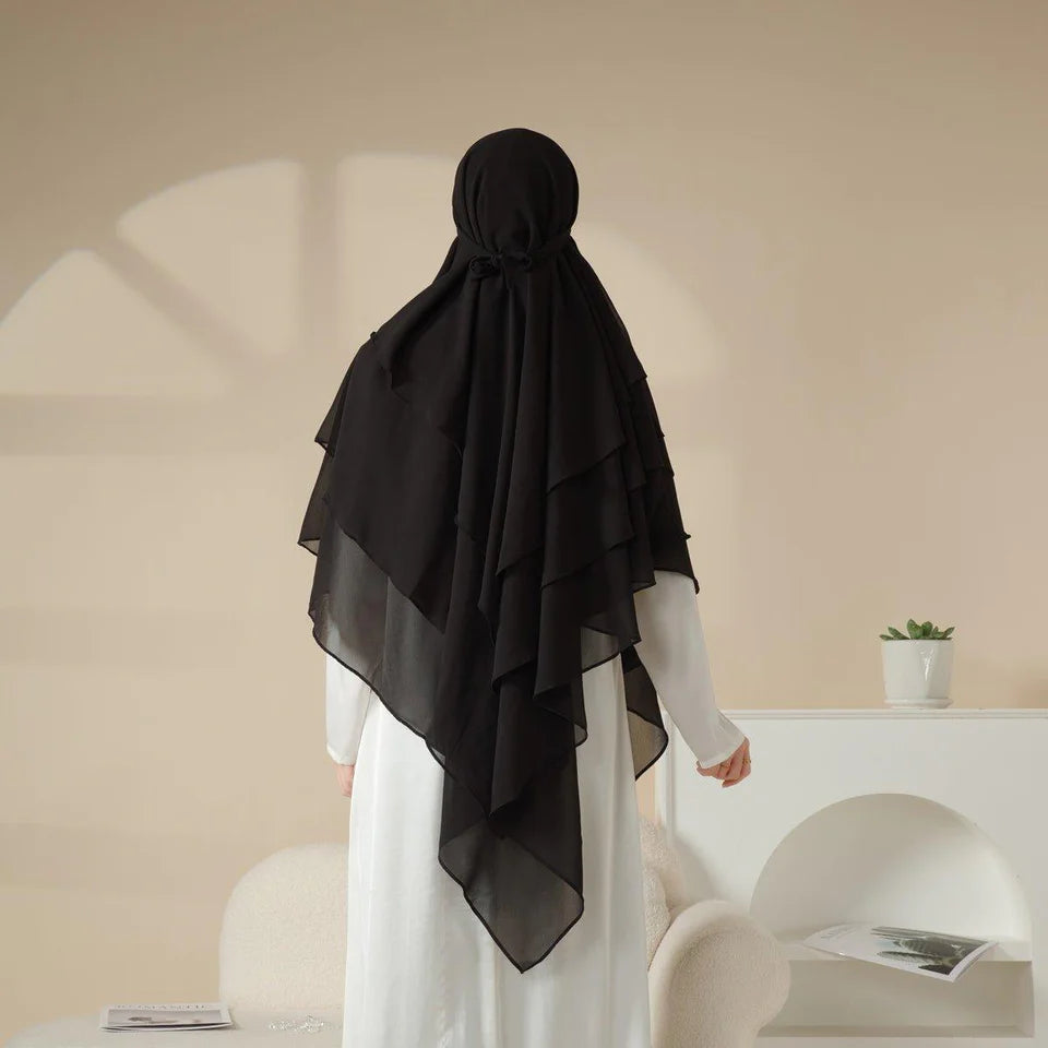 3 Layer Khimmar - Black