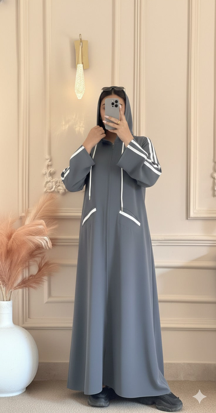 Hoodie Abaya - Grey