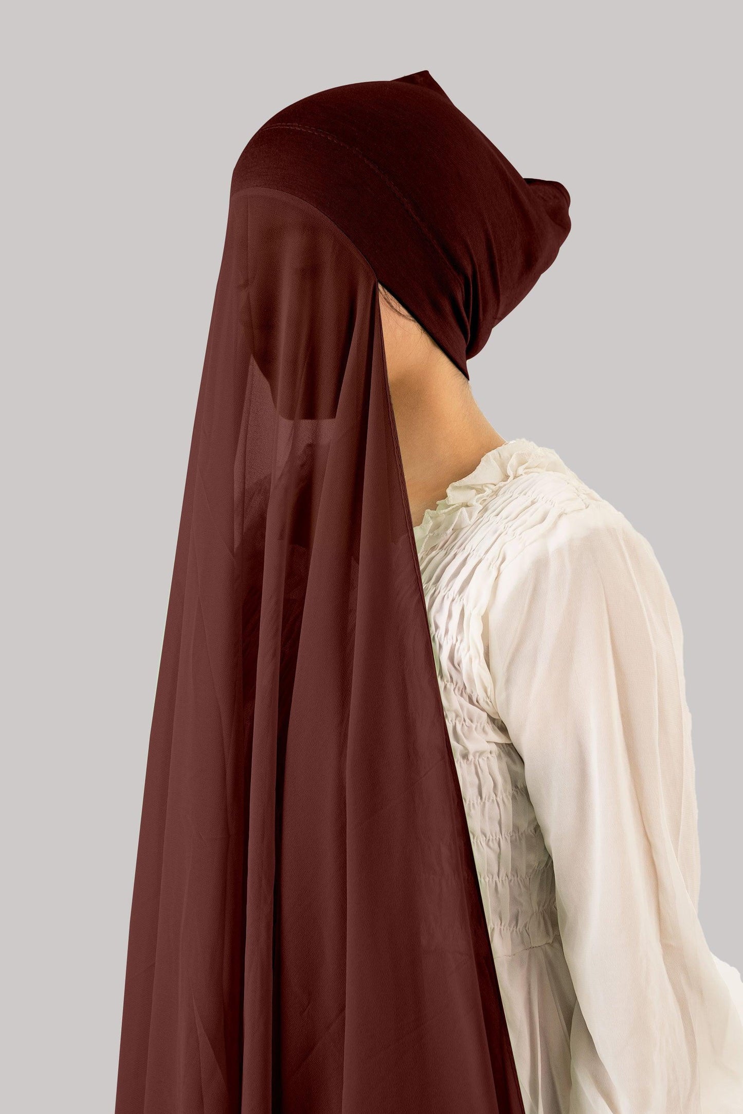 INSTANT HIJAB WITH CAP - BROWN