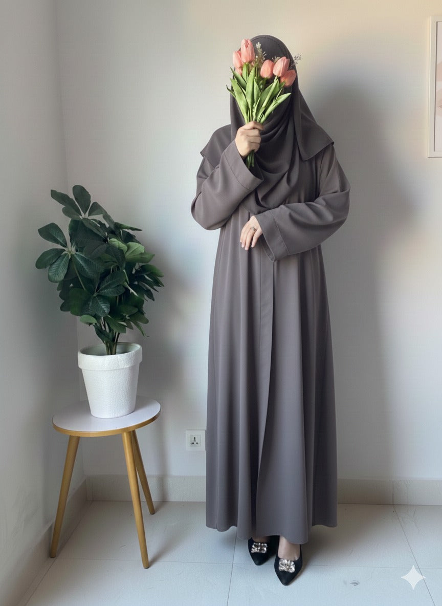 Plain Abaya - Grey