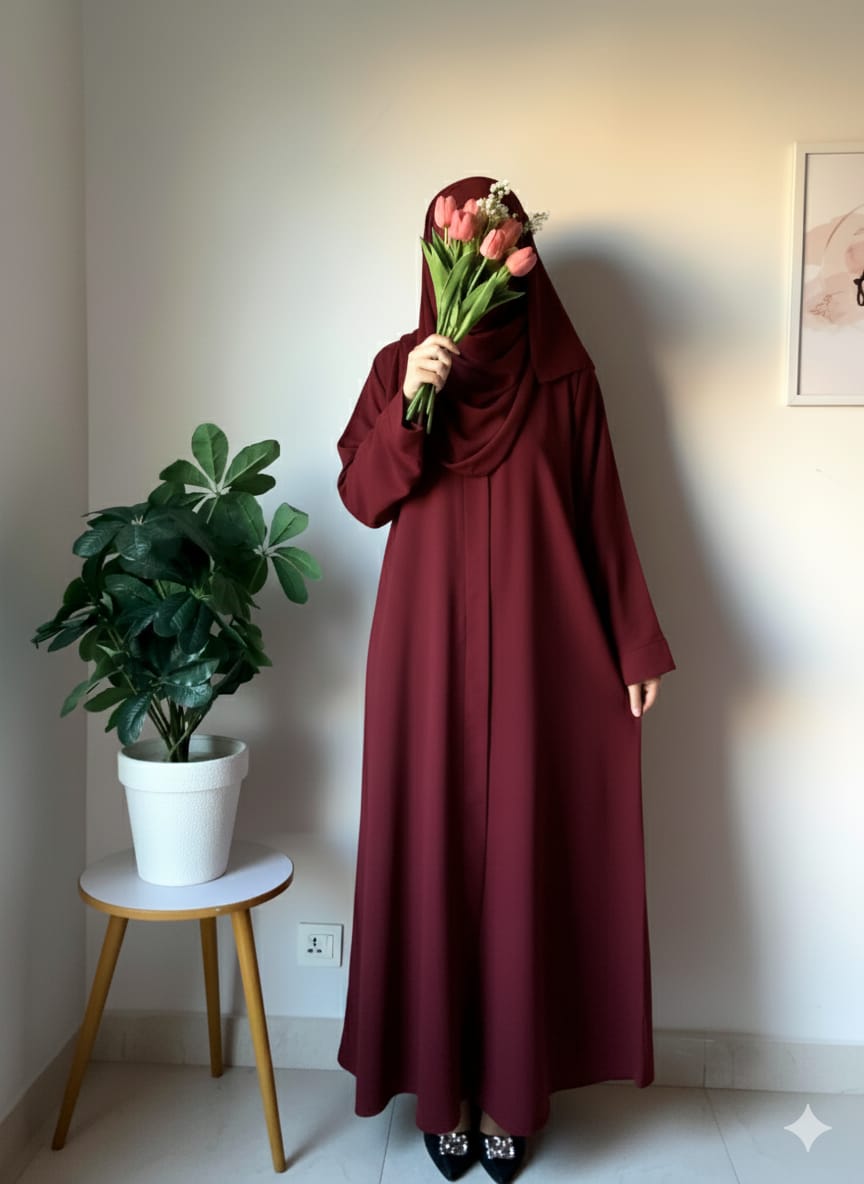 Plain Abaya - Maroon