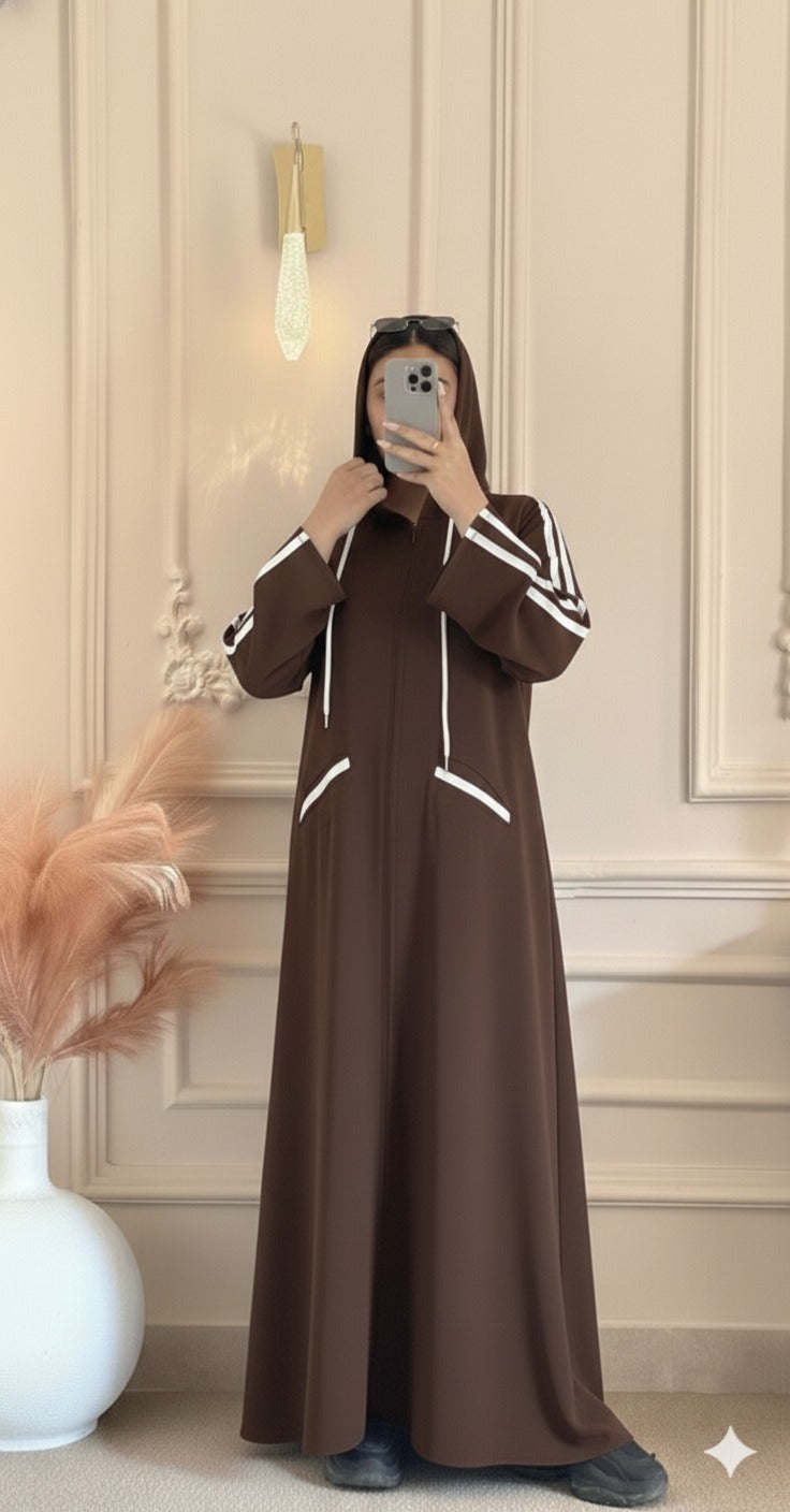 Hoodie Abaya - Brown
