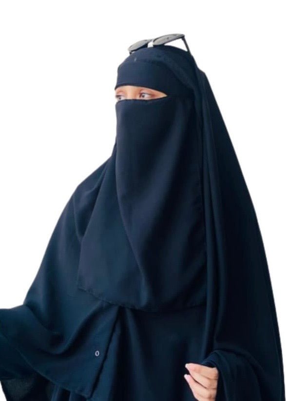 Saudi Hijab with Niqab - Black - Amirah.pk