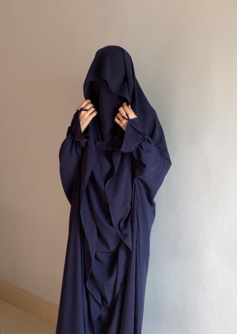 SAUDI JILBAB - NAVY BLUE - Amirah.pk