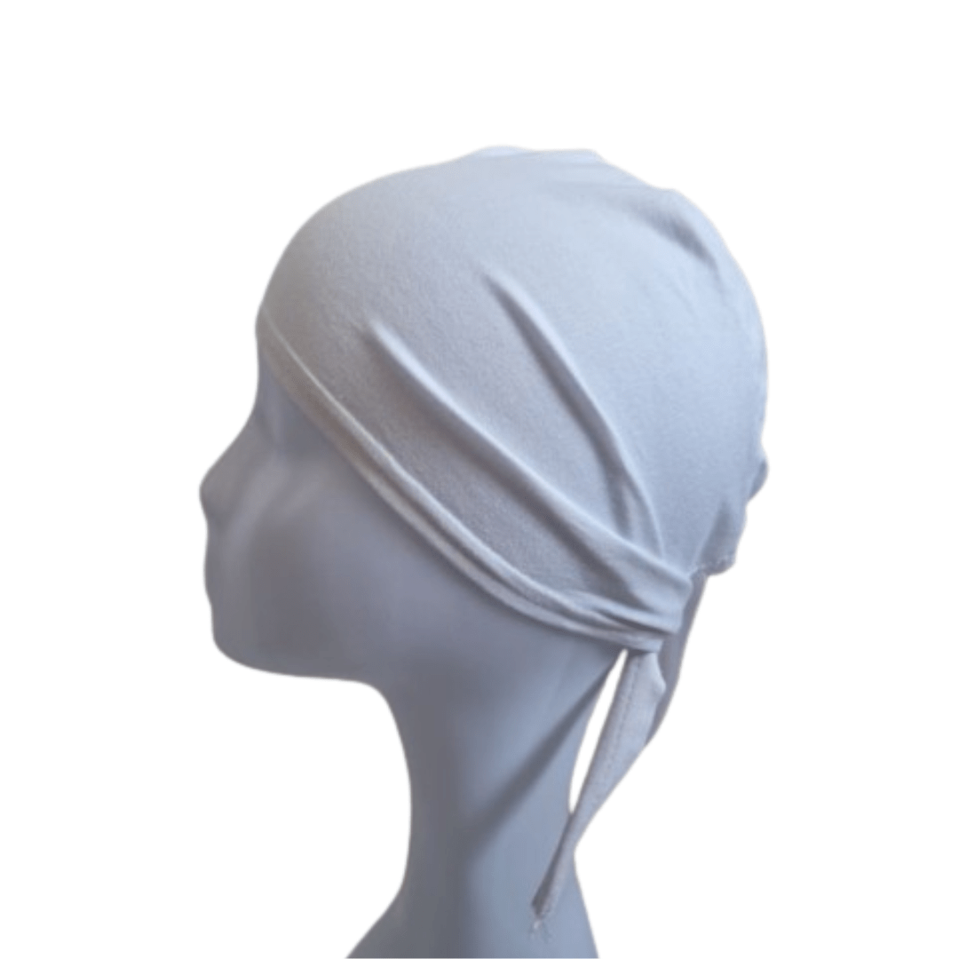 Tie Back Cap - White - Amirah.pk