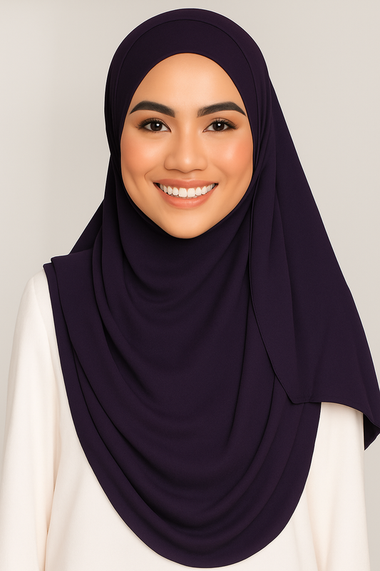 Instant Double Loop Hijab - Dark Purple
