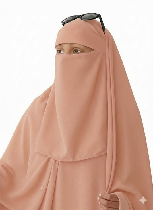 Saudi Hijab with Niqab - Rose Pink