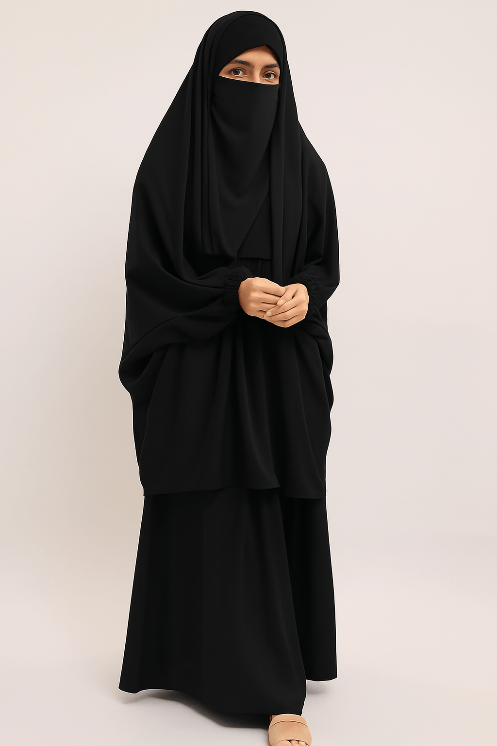 3 Piece Jilbab - Black - Amirah.pk