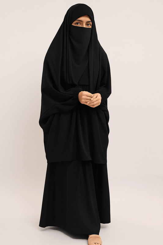 3 Piece Jilbab - Black - Amirah.pk