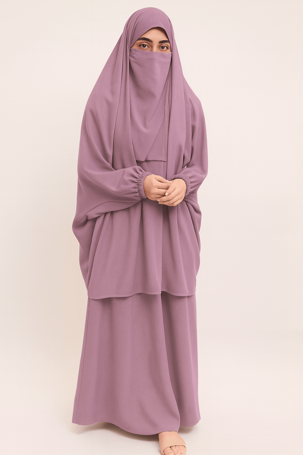 3 Piece Jilbab - Tea Pink - Amirah.pk