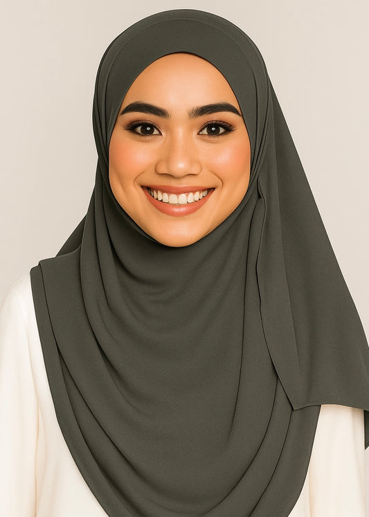 Instant Double Loop Hijab - Dark Stone Grey
