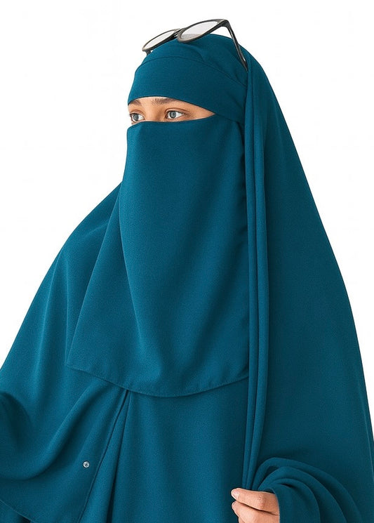 Saudi Hijab with Niqab - Deep Teal