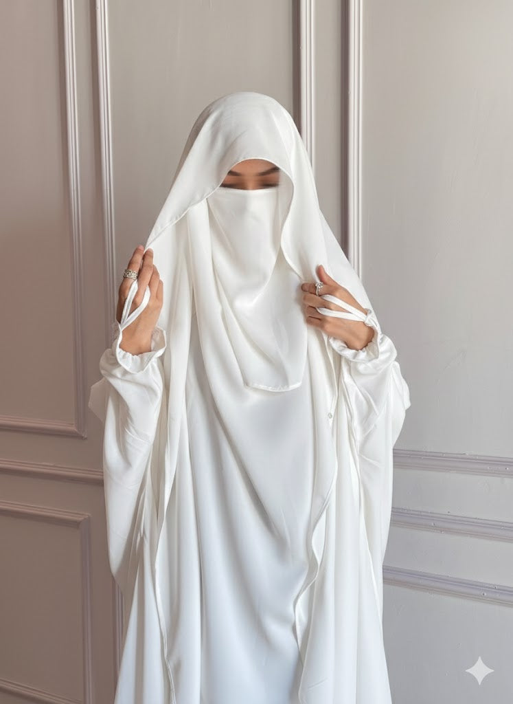 Saudi Jilbab - Pearl White