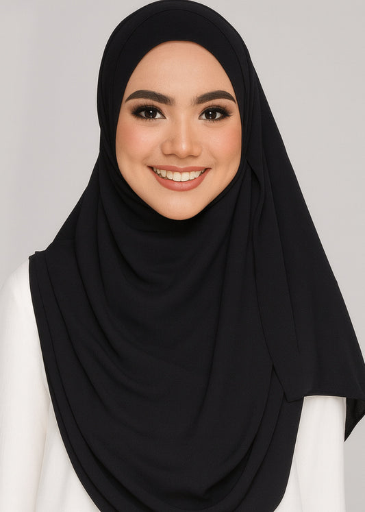 Instant Double Loop Hijab - Black