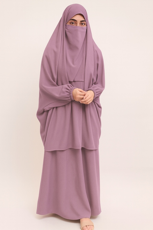 3 Piece Jilbab - Tea Pink