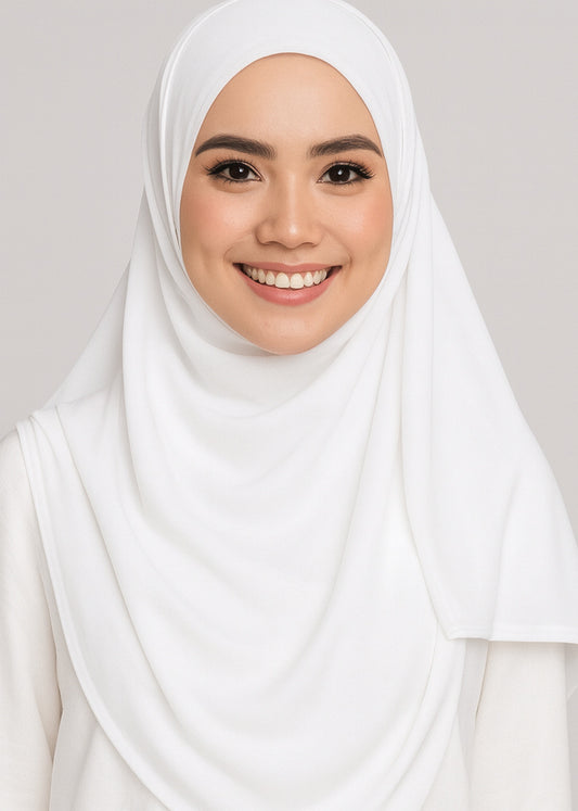 Instant Double Loop Hijab - White