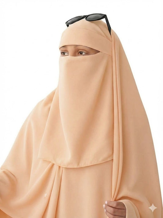 Saudi Hijab with Niqab - Beige