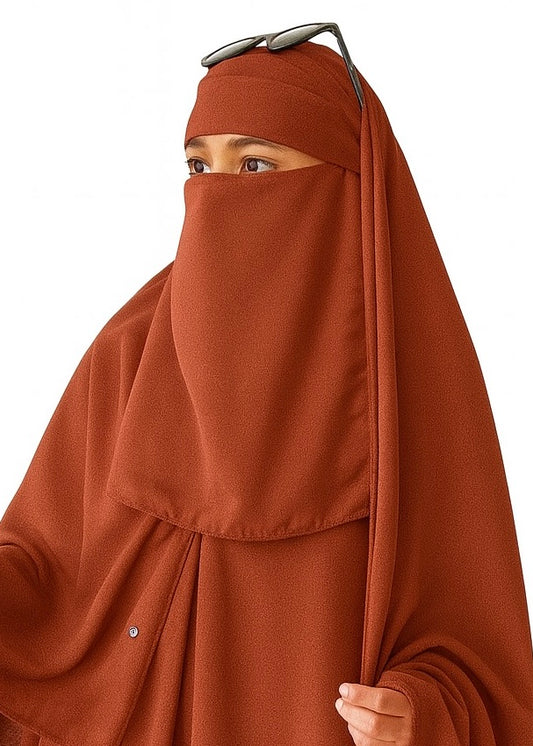 Saudi Hijab with Niqab - Rust