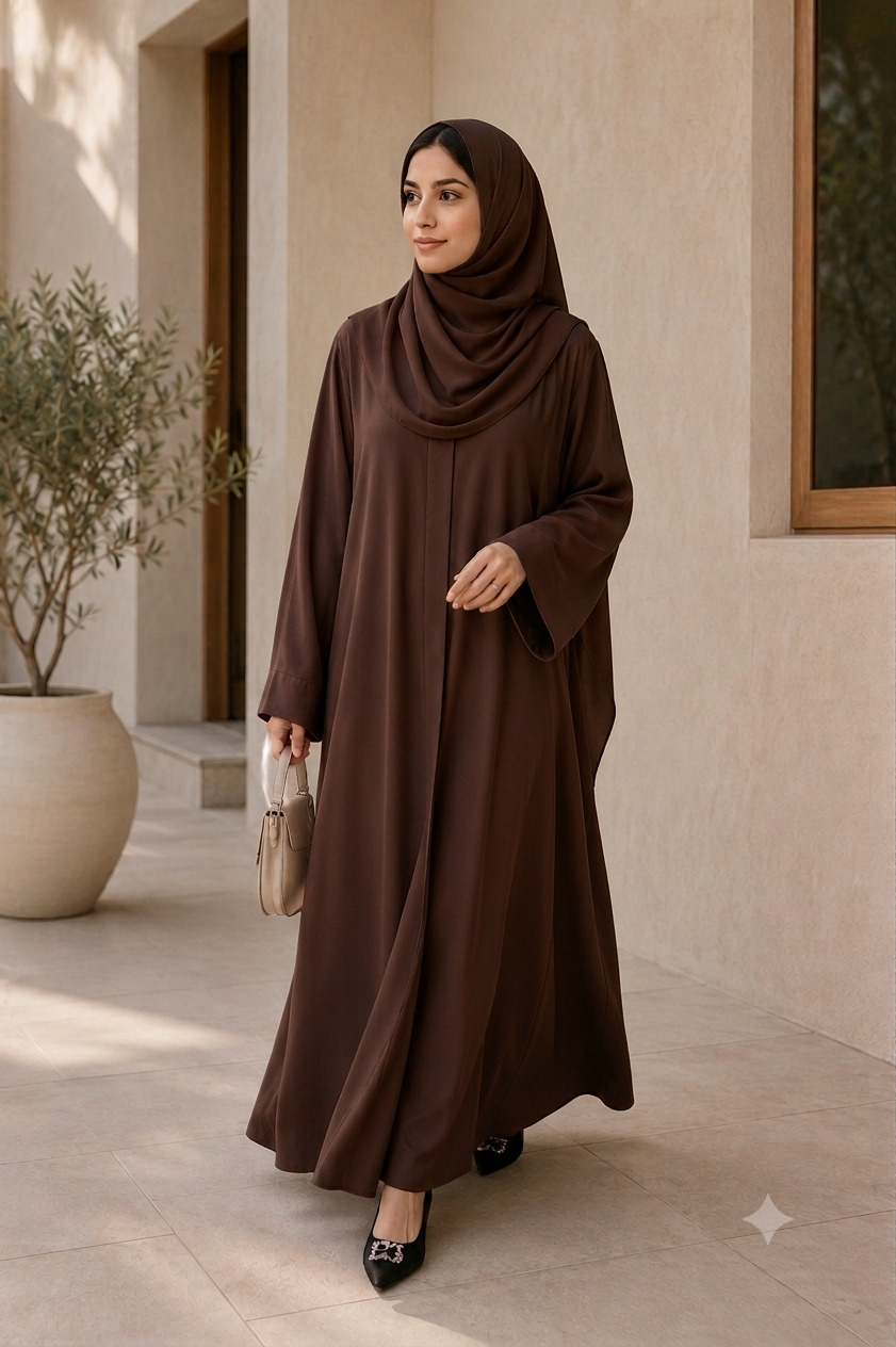 Plain Abaya - Dark Brown