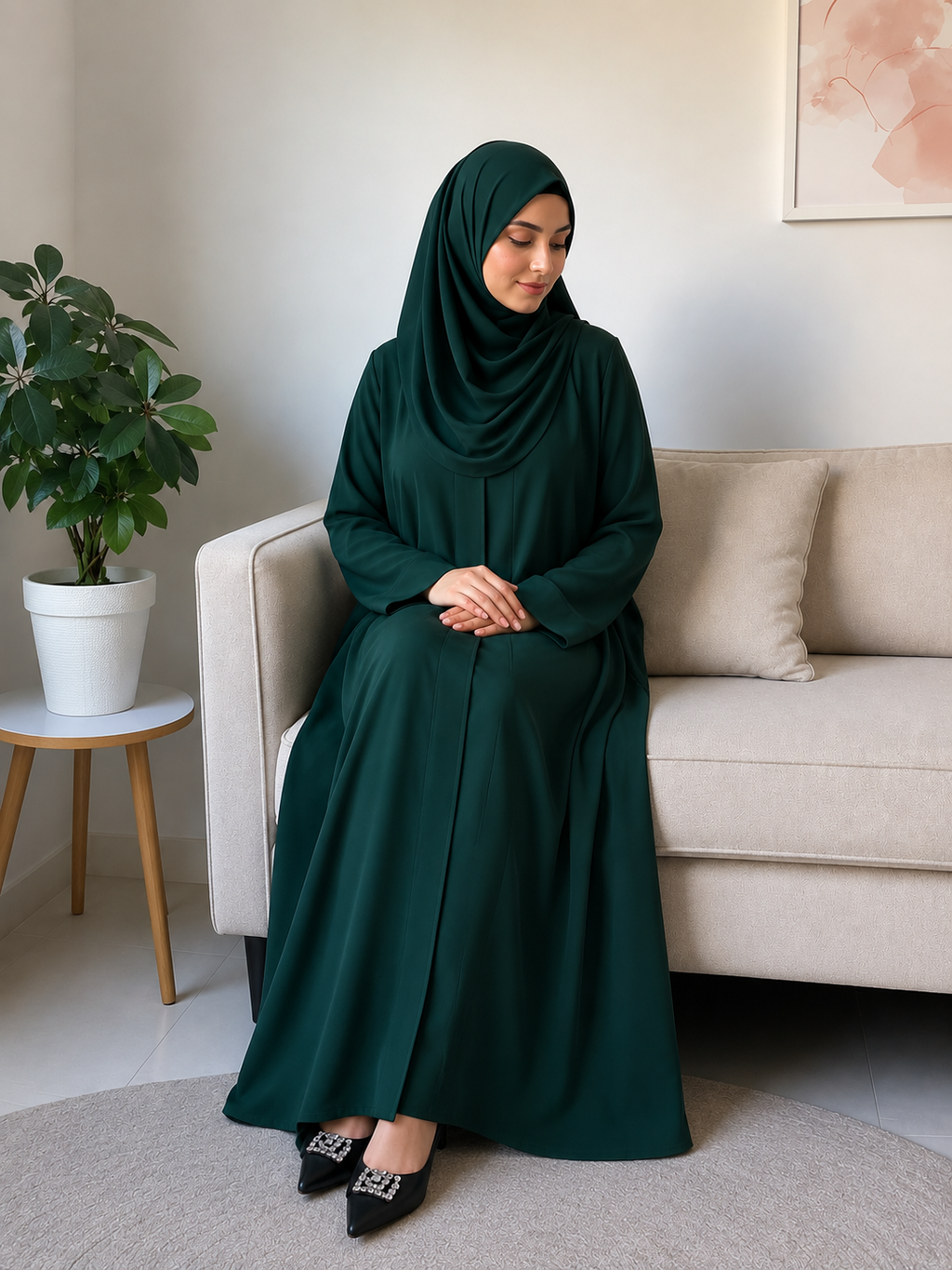 Plain Abaya - Emerald Green
