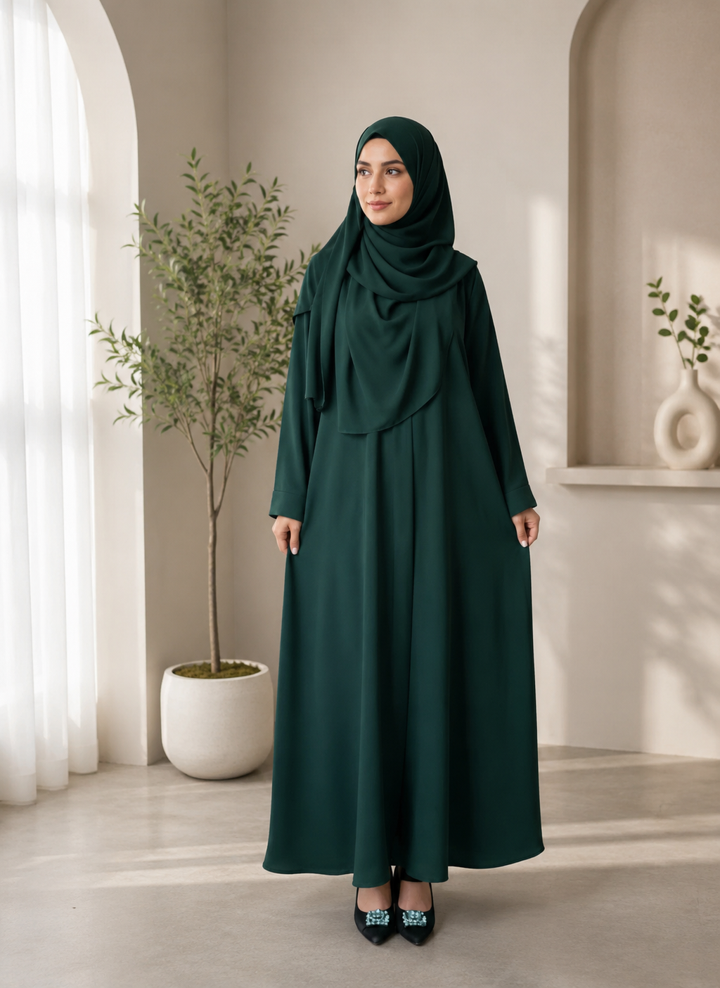 Plain Abaya - Emerald Green