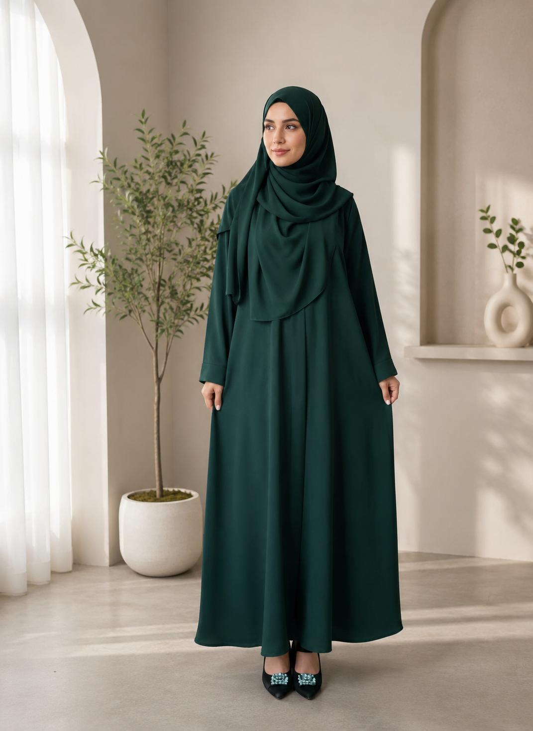 Plain Abaya - Emerald Green