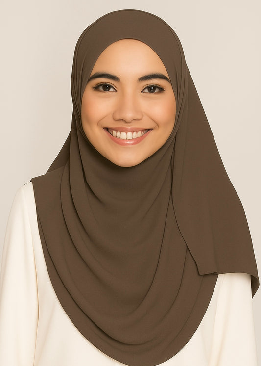 Instant Double Loop Hijab - Brown