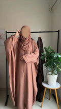 Plain Front Open Baggy Abaya - Coffee