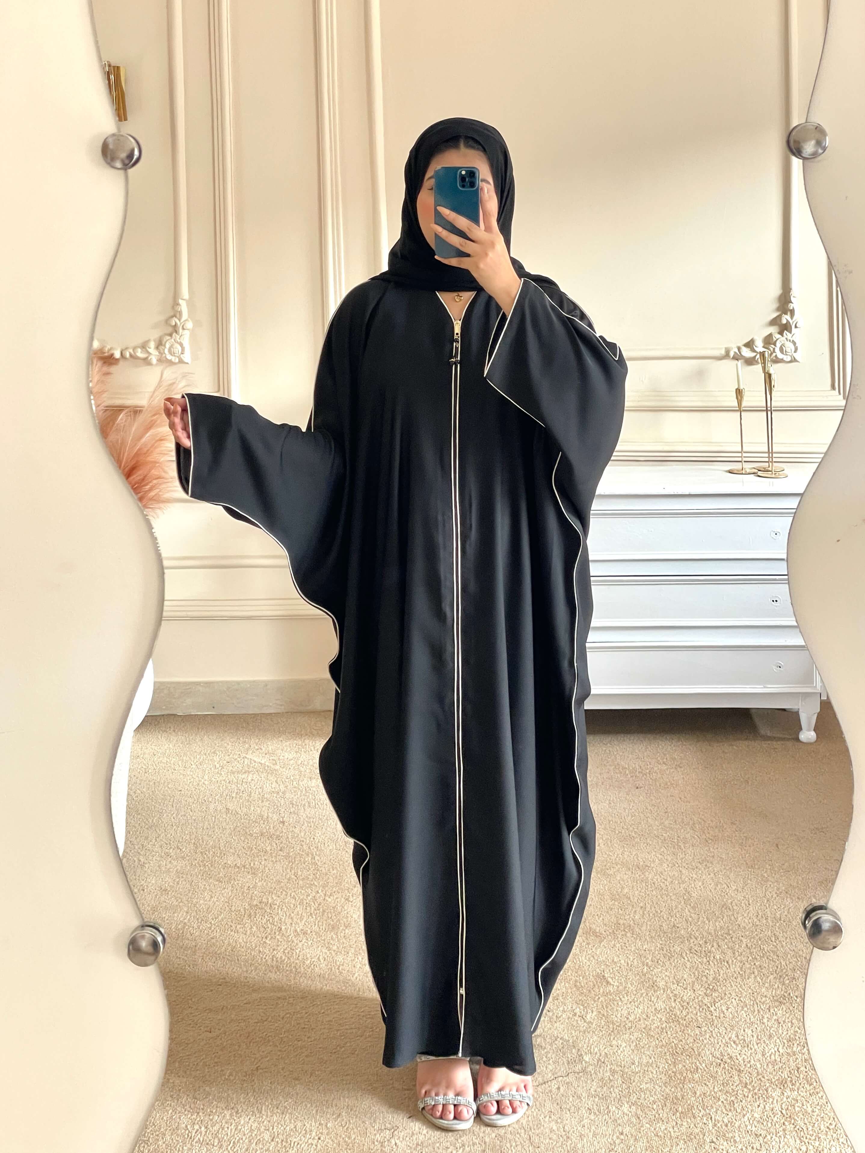 Baggy Zip Abaya - Black