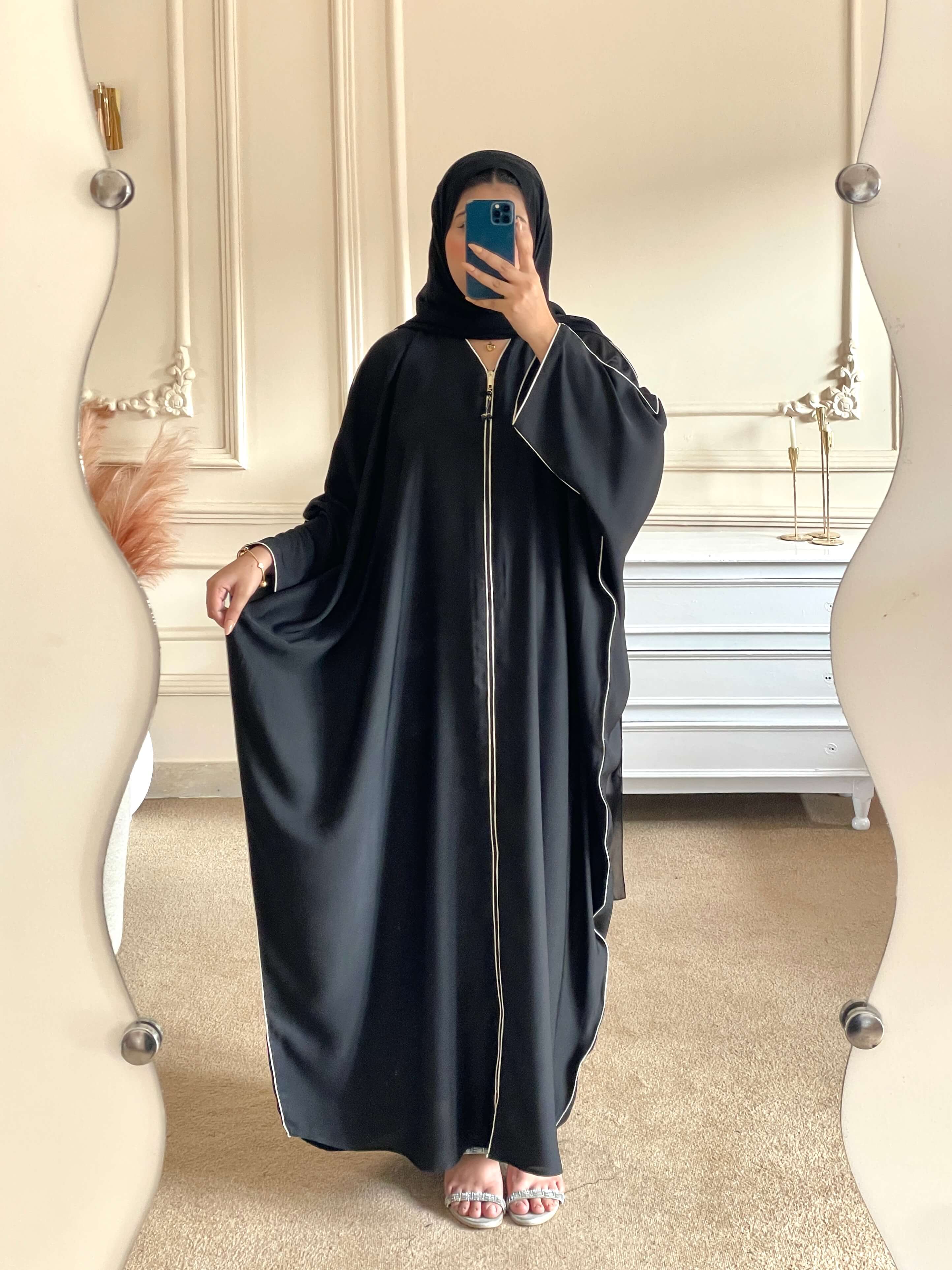 Baggy Zip Abaya - Black