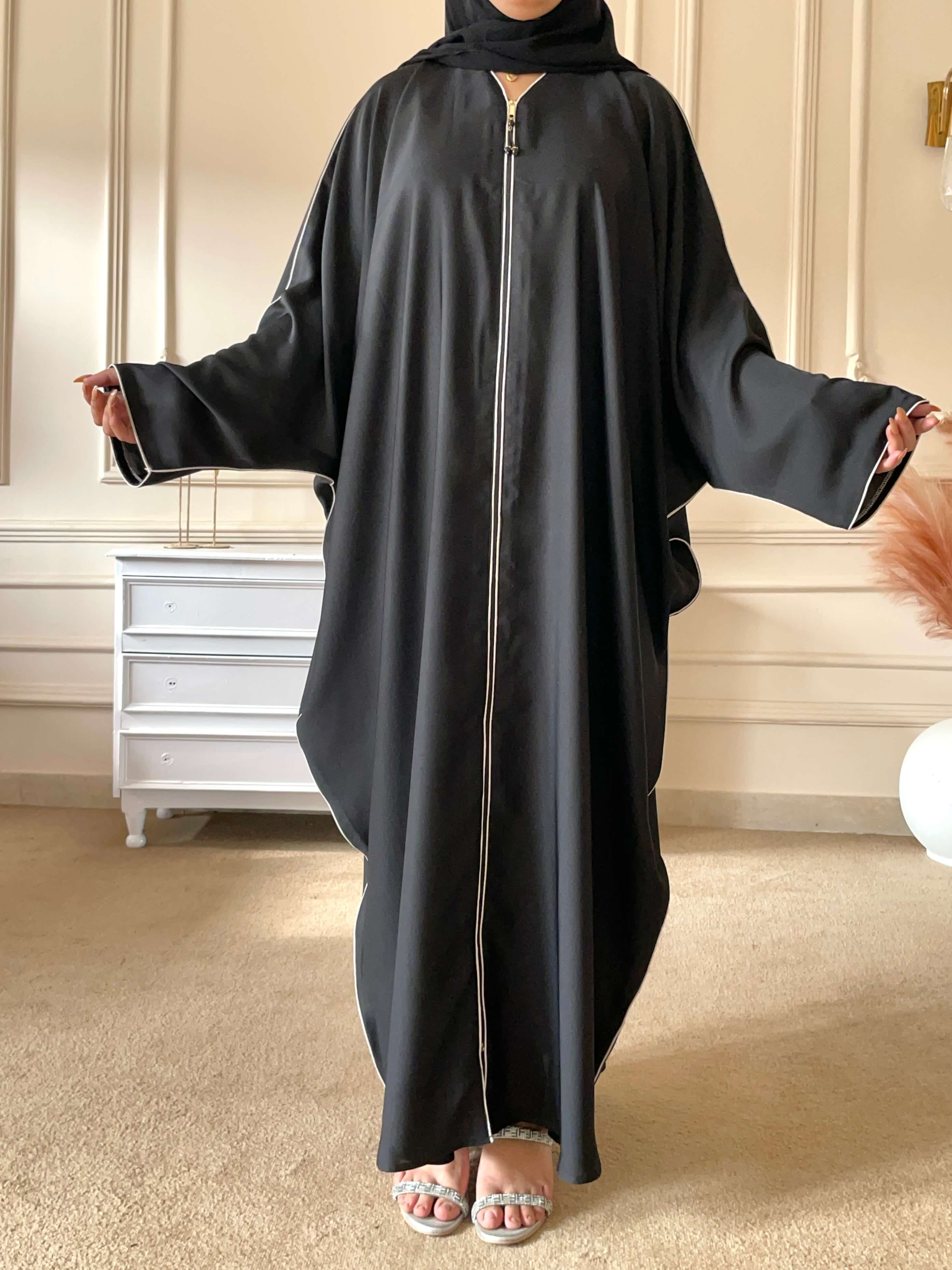 Baggy Zip Abaya - Black