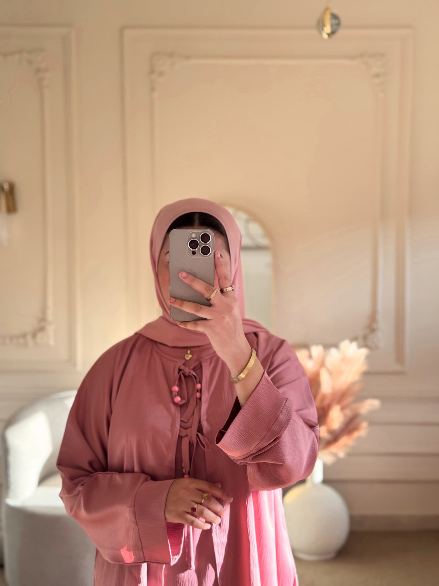 Overlay Abaya - Blush