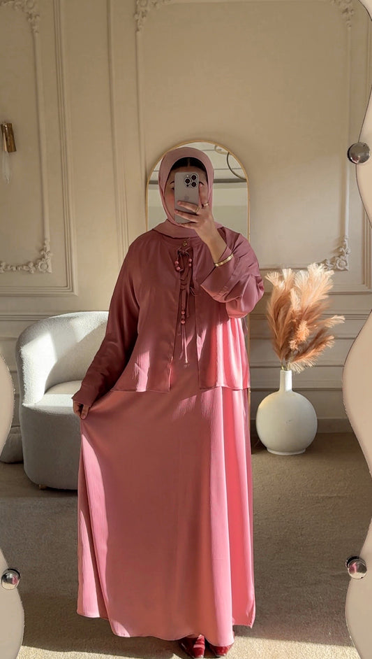 Overlay Abaya - Blush