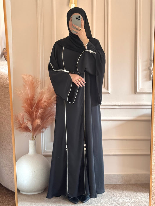 Piping Abaya - Black