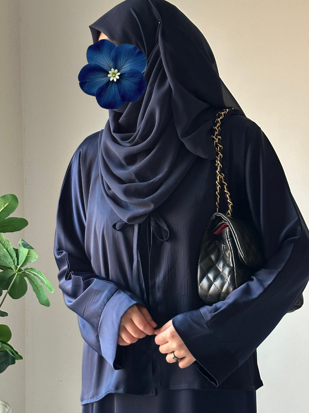 Overlay Abaya - Navy blue