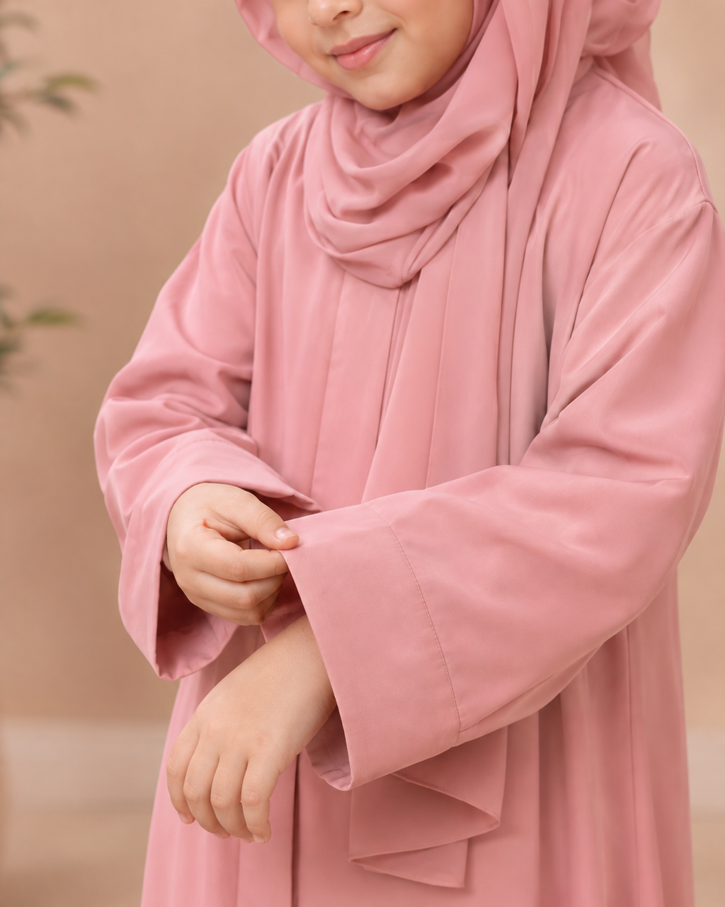 Kids Basic Abaya - Blush Pink