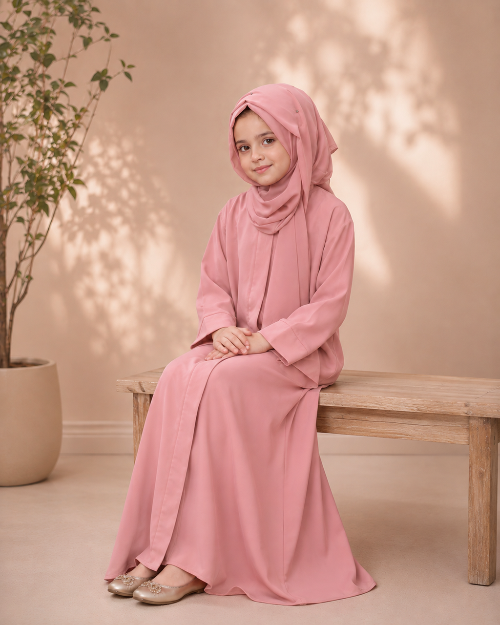 Kids Basic Abaya - Blush Pink