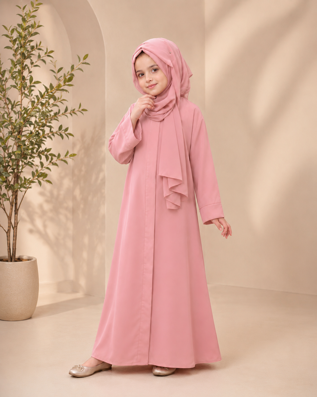 Kids Basic Abaya - Blush Pink