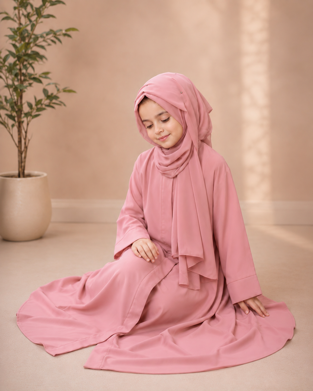 Kids Basic Abaya - Blush Pink