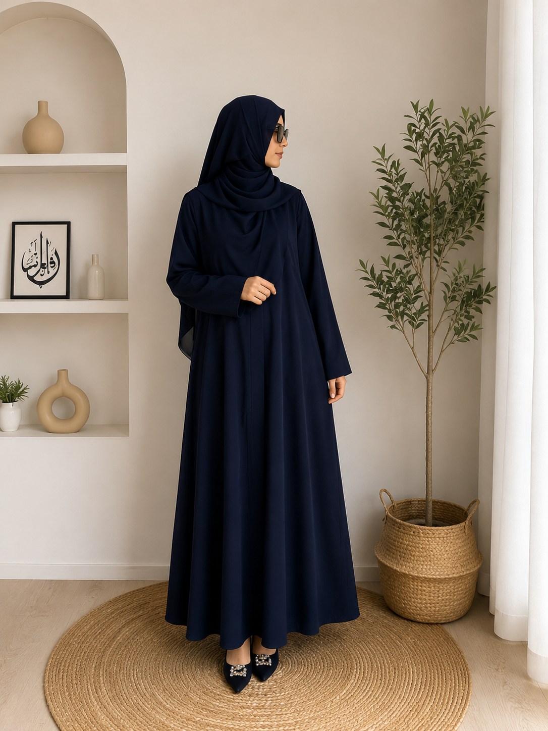 Plain Abaya - Navy Blue
