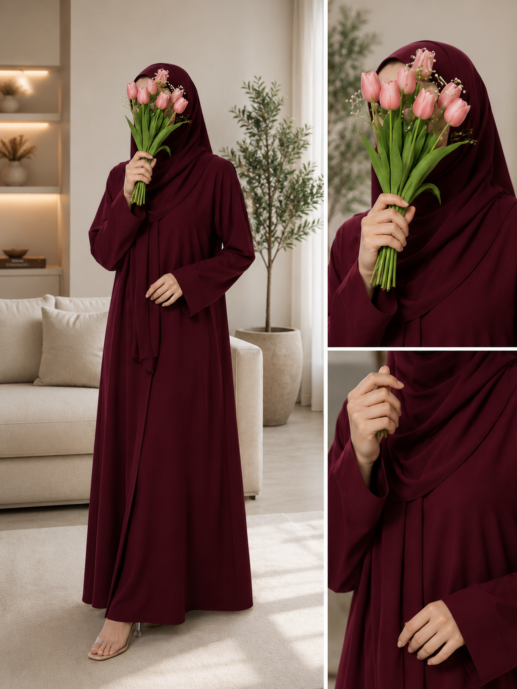 Plain Abaya - Maroon
